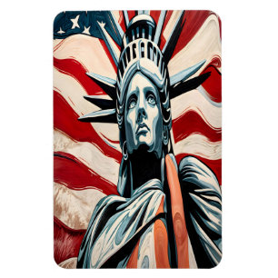 Modern Vrijheidsbeeld met Amerikaanse vlag kunst Magneet