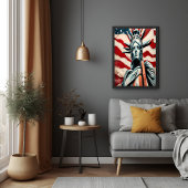 Modern Vrijheidsbeeld met Amerikaanse vlag kunst Perfect Poster