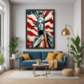 Modern Vrijheidsbeeld met Amerikaanse vlag kunst Perfect Poster
