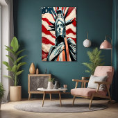 Modern Vrijheidsbeeld met Amerikaanse vlag kunst Perfect Poster