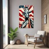 Modern Vrijheidsbeeld met Amerikaanse vlag kunst Poster