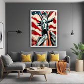 Modern Vrijheidsbeeld met Amerikaanse vlag kunst Poster