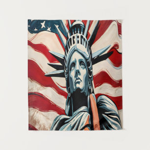 Modern Vrijheidsbeeld met Amerikaanse vlag kunst Wandkleed