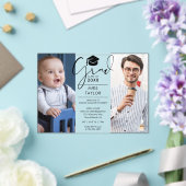 Modern vroeger en nu 2 foto's afstudeerfeest acryl uitnodigingen