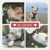 Modern Vrolijk 4 Foto's Vierkante Sticker (Voorkant)