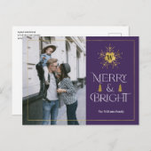 Modern Vrolijk en Helder eenvoudige paarse kerst Briefkaart (Voorkant / Achterkant)