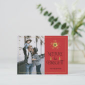 Modern Vrolijk en Helder eenvoudige rode kerst Briefkaart (Staand voorkant)