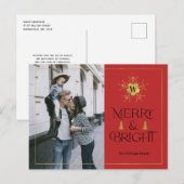 Modern Vrolijk en Helder eenvoudige rode kerst Briefkaart (Voorkant / Achterkant)