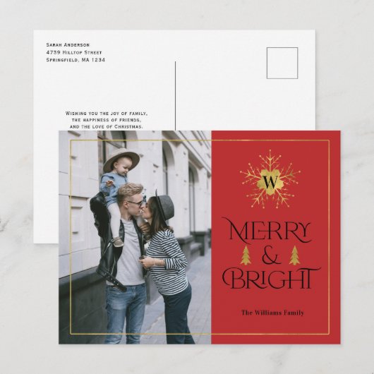 Modern Vrolijk en Helder eenvoudige rode kerst Briefkaart (Voorkant / Achterkant)