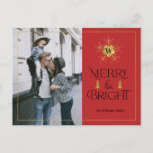 Modern Vrolijk en Helder eenvoudige rode kerst Briefkaart (Voorkant)