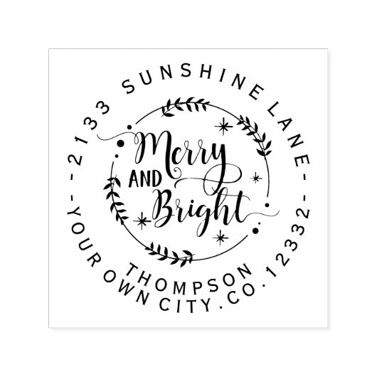 Modern vrolijk en helder kerstscript Monogram Zelfinktende Stempel (Design)