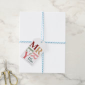 Modern vrolijk en helder kleurrijk kerstcadeau cadeaulabel (Met Touw)