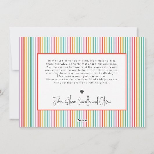 Modern Vrolijk en Helder Minimaal 1 Foto Kleurrijk Feestdagenkaart (Achterkant)