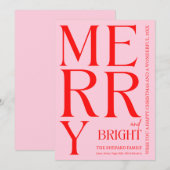 Modern vrolijk en helder rood roze 2025 Kerstmis Feestdagenkaart (Voorkant / Achterkant)