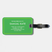 Modern Vrolijk Groen en Geel Chevron Patroon Bagagelabel (Achterkant horizontaal)