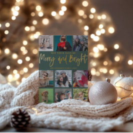 Modern Vrolijk & Helder Groen & Faux Goud Kerstmis Feestdagenkaart