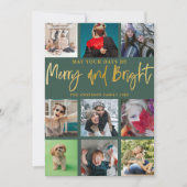 Modern Vrolijk & Helder Groen & Faux Goud Kerstmis Feestdagenkaart (Voorkant)