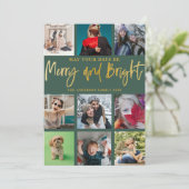 Modern Vrolijk & Helder Groen & Faux Goud Kerstmis Feestdagenkaart (Staand voorkant)