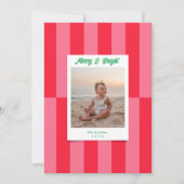 Modern Vrolijk & Helder Rood & Roze Stripes Kerstm Feestdagenkaart (Voorkant)