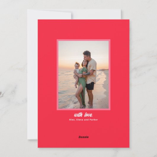 Modern Vrolijk & Helder Rood & Roze Stripes Kerstm Feestdagenkaart (Achterkant)