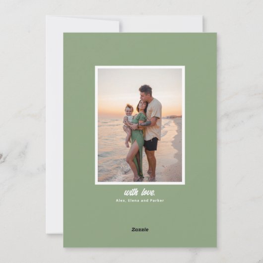 Modern Vrolijk & Helder Sage Groene Stripes Kerstm Feestdagenkaart (Achterkant)