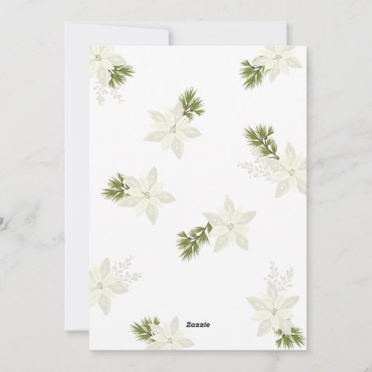 Modern Vrolijk Kerstfeest 4 foto Poinsettia Feestdagenkaart (Achterkant)