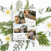 Modern Vrolijk Kerstfeest 4 foto Poinsettia Feestdagenkaart