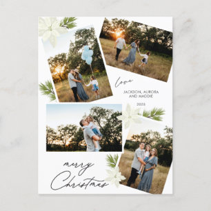 Modern Vrolijk Kerstfeest 4 foto Poinsettia Feestdagenkaart