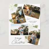 Modern Vrolijk Kerstfeest 4 foto Poinsettia Feestdagenkaart (Voorkant)