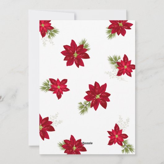 Modern Vrolijk Kerstfeest 4 foto Rood Poinsettia Feestdagenkaart (Achterkant)