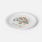 Modern Vrolijk Kerstfeest Familie Feestelijk Rood  Papieren Bordje (Gekanteld)