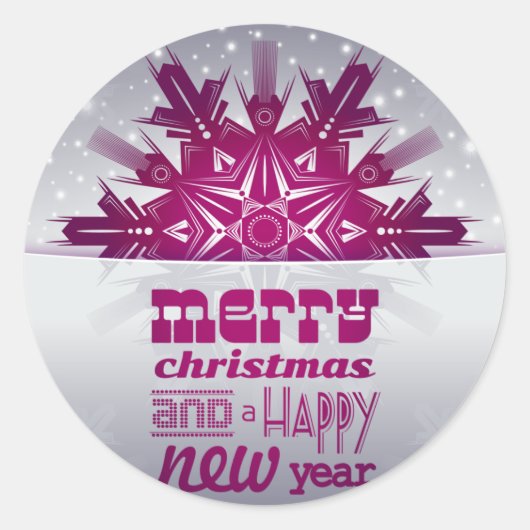 Modern Vrolijk Kerstfeest Gelukkig Nieuwjaar Ronde Sticker (Voorkant)