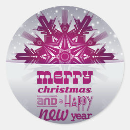 Modern Vrolijk Kerstfeest Gelukkig Nieuwjaar Ronde Sticker