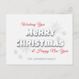 Modern Vrolijk Kerstfeest Gelukkig Nieuwjaar Rood  Feestdagenkaart