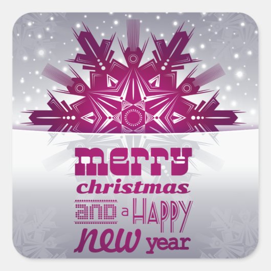 Modern Vrolijk Kerstfeest Gelukkig Nieuwjaar Vierkante Sticker (Voorkant)