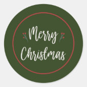 Modern Vrolijk Kerstfeest | Groene en rode Sticker (Voorkant)