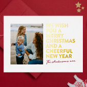 MODERN VROLIJK KERSTFEEST & NIEUWJAAR ROOD WIT GOU FOLIE FEESTDAGENKAART