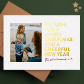 MODERN VROLIJK KERSTFEEST & NIEUWJAAR ROOD WIT GOU FOLIE FEESTDAGENKAART