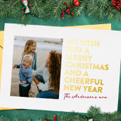 MODERN VROLIJK KERSTFEEST & NIEUWJAAR ROOD WIT GOU FOLIE FEESTDAGENKAART