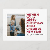 MODERN VROLIJK KERSTFEEST & NIEUWJAAR ROOD ZWART W FEESTDAGENKAART (Voorkant)