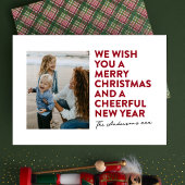 MODERN VROLIJK KERSTFEEST & NIEUWJAAR ROOD ZWART W FEESTDAGENKAART