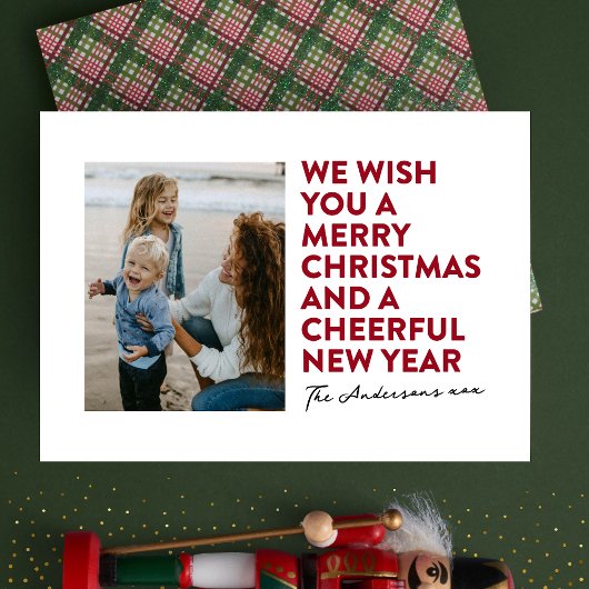 MODERN VROLIJK KERSTFEEST & NIEUWJAAR ROOD ZWART W FEESTDAGENKAART