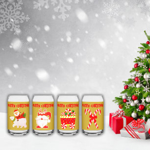 Modern Vrolijk Kerstfeest op Goud Blikvorm Glas