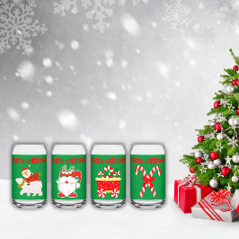 Modern Vrolijk Kerstfeest op Groen | Blikvorm Glas