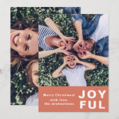 Modern vrolijk kerstfeest Oranje koraal twee foto Feestdagenkaart (Voorkant / Achterkant)