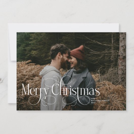 Modern Vrolijk Kerstfeest Trendy foto familie Feestdagenkaart (Voorkant)