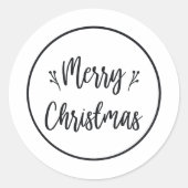 Modern Vrolijk Kerstfeest | Zwart-witte Sticker (Voorkant)