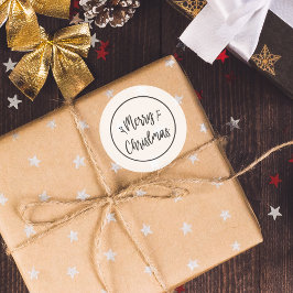 Modern Vrolijk Kerstfeest | Zwart-witte Sticker