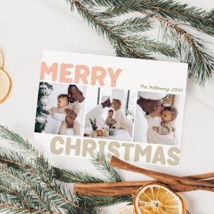 Modern vrolijk kerstjaar in Review 3 Foto Feestdagenkaart