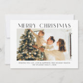 Modern Vrolijk Kerstmis eenvoudige één fotofamilie Feestdagenkaart (Voorkant)